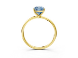 Yellow gold Fancy Blue Cushion  Cut Solitaire Engagement Ring with Thin Band and Four-Prong Setting_6