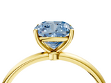 Yellow gold Fancy Blue Cushion  Cut Solitaire Engagement Ring with Thin Band and Four-Prong Setting_7