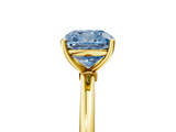 Yellow gold Fancy Blue Cushion  Cut Solitaire Engagement Ring with Thin Band and Four-Prong Setting_8