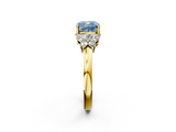 Yellow gold Fancy Blue Cushion  Cut Solitaire Floral Diamond Ring with Four-Prong Setting_39