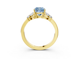 Yellow gold Fancy Blue Cushion  Cut Solitaire Floral Diamond Ring with Four-Prong Setting_40