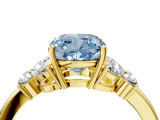 Yellow gold Fancy Blue Cushion  Cut Solitaire Floral Diamond Ring with Four-Prong Setting_41