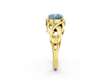 Yellow gold Fancy Blue Cushion Cut Solitaire Intertwined Band Prong Setting Ring_2