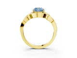 Yellow gold Fancy Blue Cushion Cut Solitaire Intertwined Band Prong Setting Ring_3