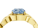 Yellow gold Fancy Blue Cushion Cut Solitaire Intertwined Band Prong Setting Ring_4