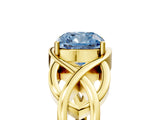 Yellow gold Fancy Blue Cushion Cut Solitaire Intertwined Band Prong Setting Ring_5