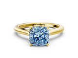 Yellow gold Fancy Blue Cushion  Cut Solitaire Ring with Cathedral Band and Four-Prong Setting_69