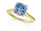 Yellow gold Fancy Blue Cushion  Cut Solitaire Ring with Cathedral Band and Four-Prong Setting_70