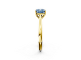 Yellow gold Fancy Blue Cushion  Cut Solitaire Ring with Cathedral Band and Four-Prong Setting_71