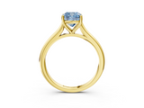 Yellow gold Fancy Blue Cushion  Cut Solitaire Ring with Cathedral Band and Four-Prong Setting_72