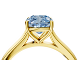 Yellow gold Fancy Blue Cushion  Cut Solitaire Ring with Cathedral Band and Four-Prong Setting_73