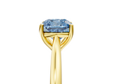 Yellow gold Fancy Blue Cushion  Cut Solitaire Ring with Cathedral Band and Four-Prong Setting_74