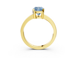 Yellow gold Fancy Blue Cushion  Cut Solitaire Ring with Four-Prong Setting and Classic Band_45