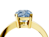 Yellow gold Fancy Blue Cushion  Cut Solitaire Ring with Four-Prong Setting and Classic Band_46