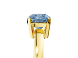 Yellow gold Fancy Blue Cushion  Cut Solitaire Ring with Four-Prong Setting and Classic Band_47