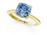 Yellow gold Fancy Blue Cushion  Cut Solitaire Ring with Four-Prong Setting on a Classic Band_60