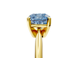 Yellow gold Fancy Blue Cushion  Cut Solitaire Ring with Four-Prong Setting on a Classic Band_64