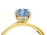 Yellow gold Fancy Blue Cushion  Cut Solitaire Ring with Thin Band and Four-Prong Setting_20