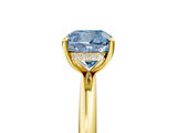 Yellow gold Fancy Blue Cushion  Cut Solitaire Ring with Thin Band and Four-Prong Setting_21