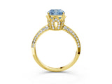 Yellow gold Fancy Blue Cushion Cut Solitaire Split Shank Pave Diamond Engagement Ring with Four-Prong Setting_27