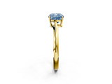 Yellow gold Fancy Blue Cushion  Cut Solitaire Twist Band Ring with Four-Prong Setting_22