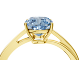 Yellow gold Fancy Blue Cushion  Cut Solitaire Twist Band Ring with Four-Prong Setting_24