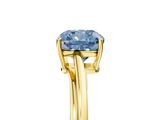 Yellow gold Fancy Blue Cushion  Cut Solitaire Twist Band Ring with Four-Prong Setting_25