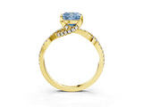 Yellow gold Fancy Blue Cushion Cut Solitaire Twist Pave Diamond Engagement Ring with Prong Setting_3