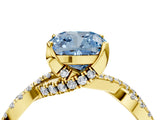 Yellow gold Fancy Blue Cushion Cut Solitaire Twist Pave Diamond Engagement Ring with Prong Setting_4