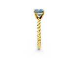 Yellow gold Fancy Blue Cushion  Cut Solitaire Twisted Band with Four-Prong Setting_85