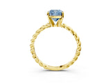 Yellow gold Fancy Blue Cushion  Cut Solitaire Twisted Band with Four-Prong Setting_86