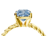 Yellow gold Fancy Blue Cushion  Cut Solitaire Twisted Band with Four-Prong Setting_87