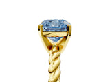 Yellow gold Fancy Blue Cushion  Cut Solitaire Twisted Band with Four-Prong Setting_88