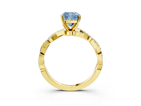 Yellow gold Fancy Blue Cushion Cut Solitaire Twisted Pave Band with Four-Prong Setting_6