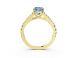 Yellow gold Fancy Blue Cushion  Cut Split Shank Pave Diamond Engagement Ring with Four-Prong Setting_27
