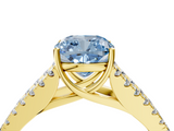 Yellow gold Fancy Blue Cushion  Cut Split Shank Pave Diamond Engagement Ring with Four-Prong Setting_28