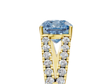 Yellow gold Fancy Blue Cushion  Cut Split Shank Pave Diamond Engagement Ring with Four-Prong Setting_29