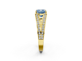 Yellow gold Fancy Blue Cushion  Cut Split Shank Pave Diamond Ring with Four-Prong Setting_29