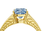 Yellow gold Fancy Blue Cushion  Cut Split Shank Pave Diamond Ring with Four-Prong Setting_31