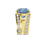 Yellow gold Fancy Blue Cushion  Cut Split Shank Pave Diamond Ring with Four-Prong Setting_32