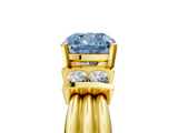 Yellow gold Fancy Blue Cushion  Cut Three-Stone Channel Set Ring with Bar Prongs_64