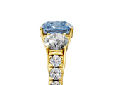 Yellow gold Fancy Blue Cushion  Cut Three-Stone Diamond Pave Band with Prong Setting_37