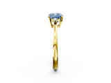 Yellow gold Fancy Blue Cushion  Cut Three-Stone Solitaire Ring with Round Accent Diamonds and Four-Prong Setting_21