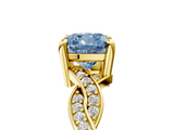 Yellow gold Fancy Blue Cushion  Cut Twisted Pavé Band Solitaire Ring with Four-Prong Setting_60