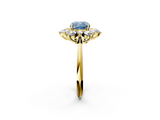 Yellow gold Fancy Blue Cushion  Diamond Cluster Halo Ring with Solitaire Band and Four-Prong Setting_22