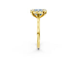 Yellow gold Fancy Blue Cushion  Diamond Cluster Halo Solitaire with Four-Prong Setting_96