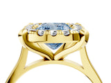 Yellow gold Fancy Blue Cushion  Diamond Cluster Halo Solitaire with Four-Prong Setting_98