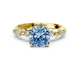 Yellow gold Fancy Blue Cushion  Diamond Cluster Prong-Set Solitaire Ring_41