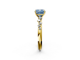 Yellow gold Fancy Blue Cushion  Diamond Cluster Prong-Set Solitaire Ring_43