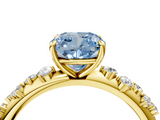 Yellow gold Fancy Blue Cushion  Diamond Cluster Prong-Set Solitaire Ring_45